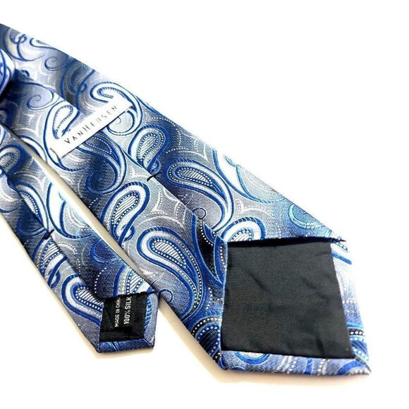 Van Heusen Blue Black Paisley Woven Silk Tie - Picture 5 of 6